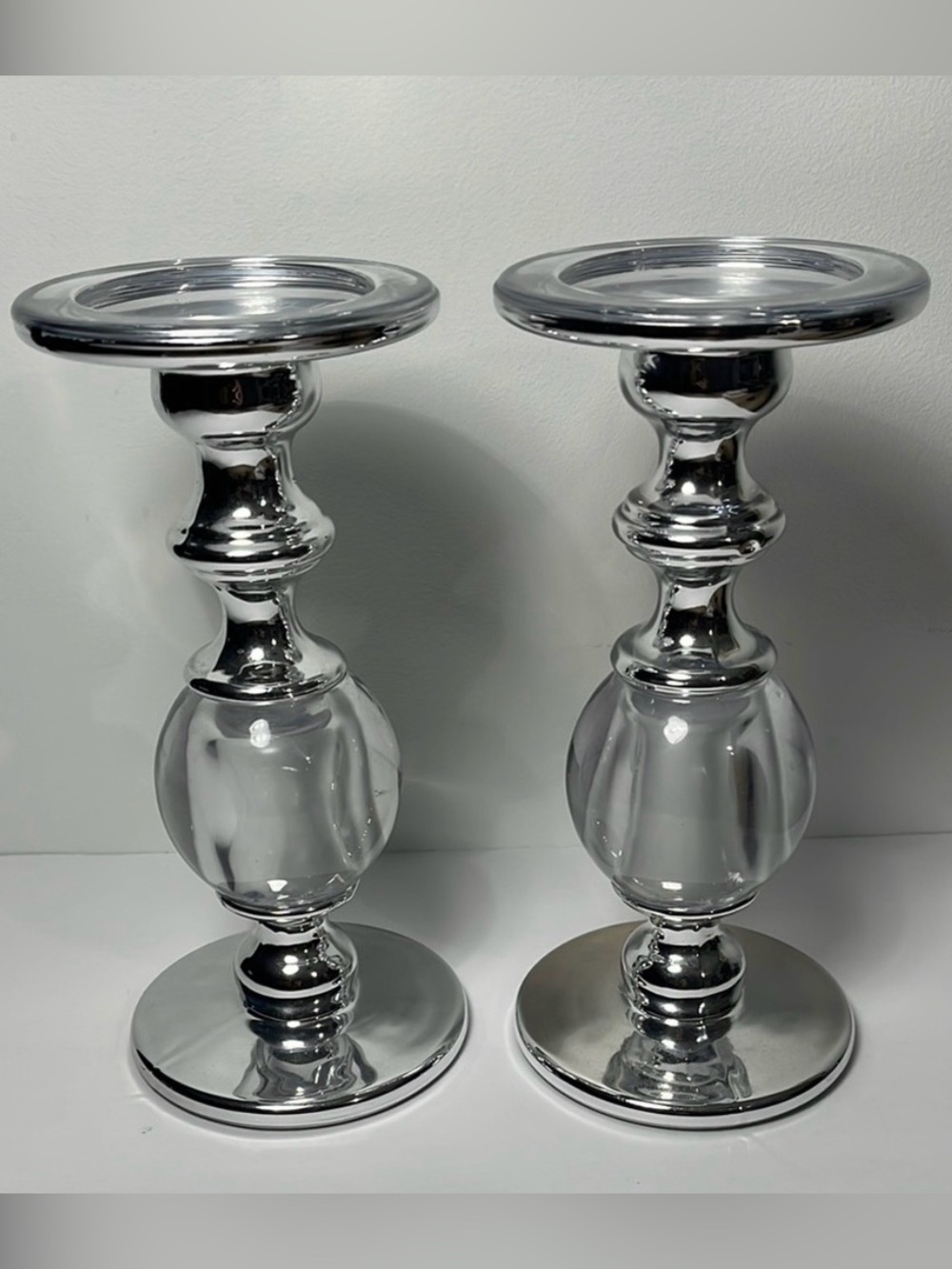 Yankee Candle Silver Tone Candle Holders (Set of 2)